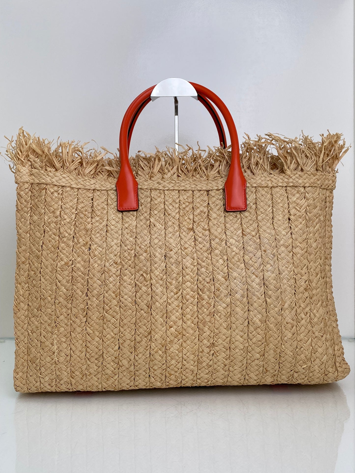 Versace Tan & Orange Raffia La Medusa Tote Bag GHW