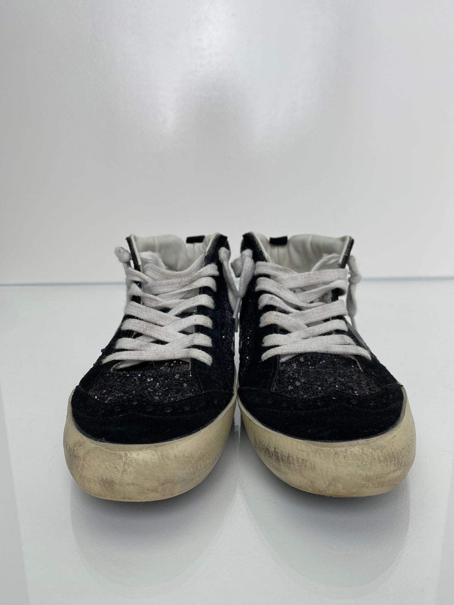 Golden Goose Black Sparkle High-Top Sneakers, 36