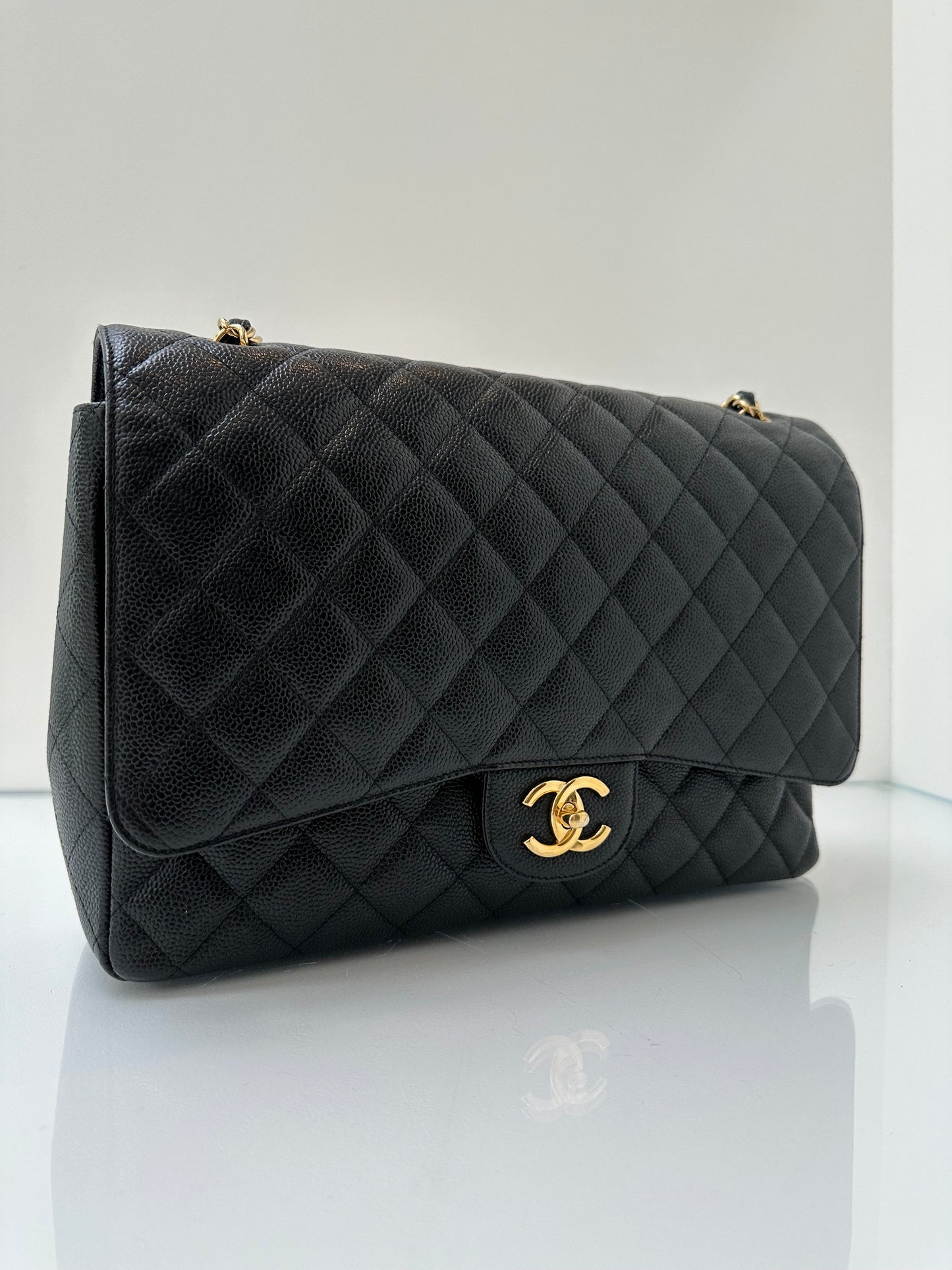 Chanel Black Caviar Maxi Double Flap GHW