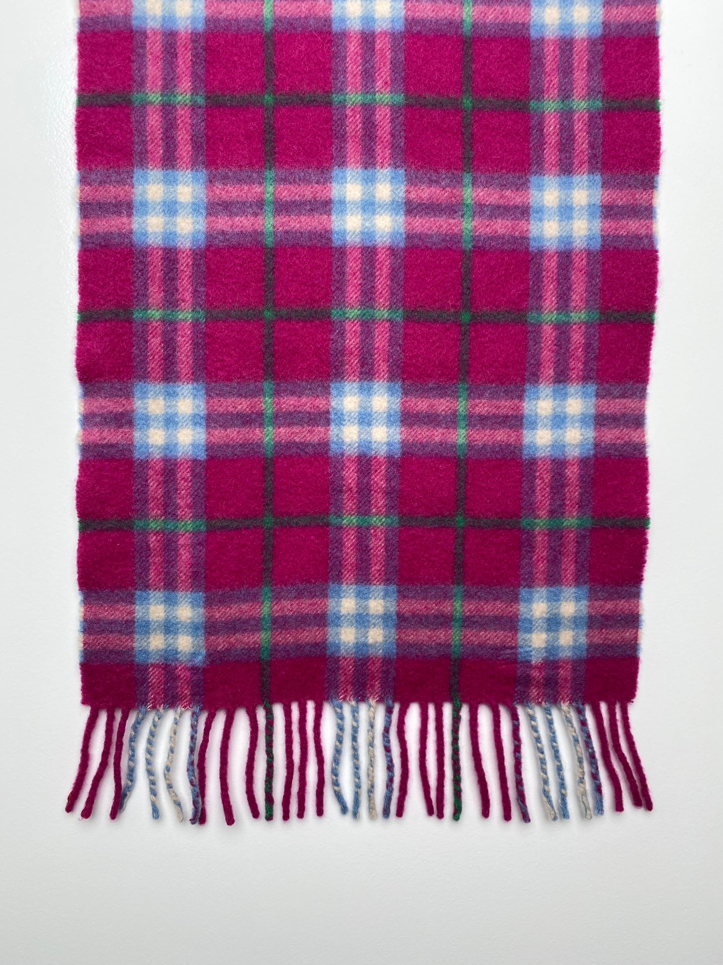 Burberry Pink, Green, & Blue Plaid Cashmere Scarf