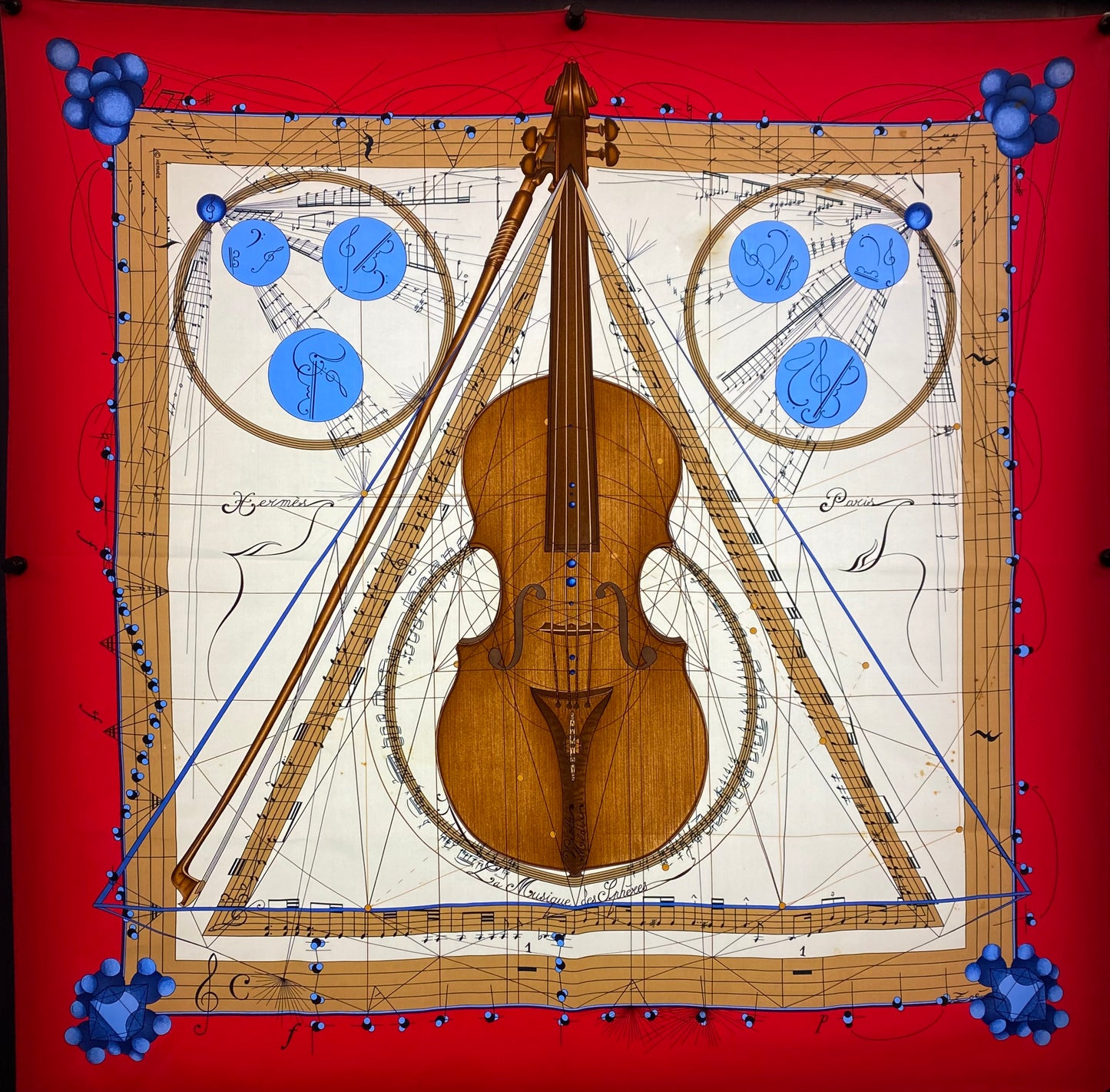 Hermes La Musique les Spheres Cello Silk Scarf