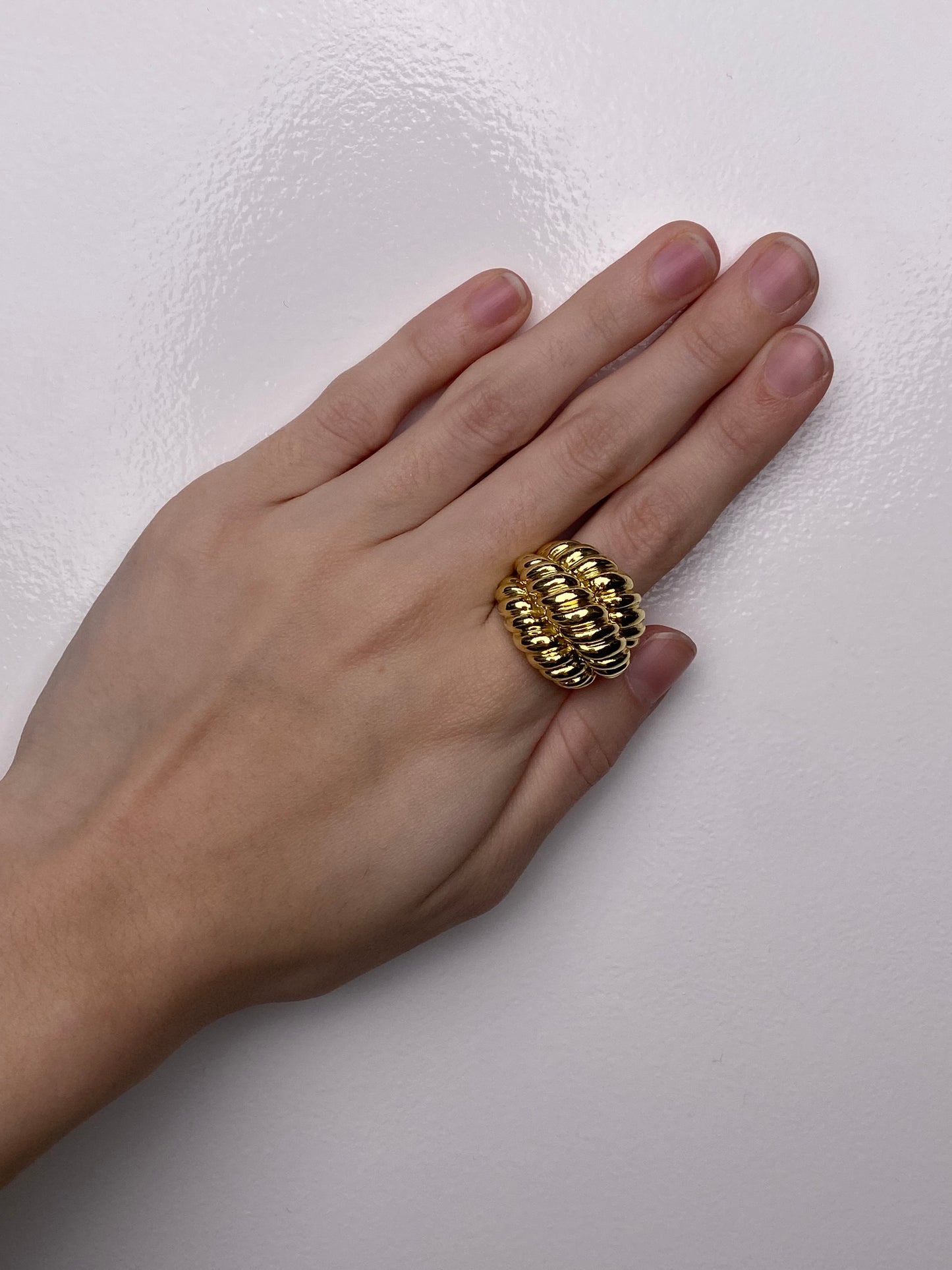 18KY Woven Dome Ring, 6.75