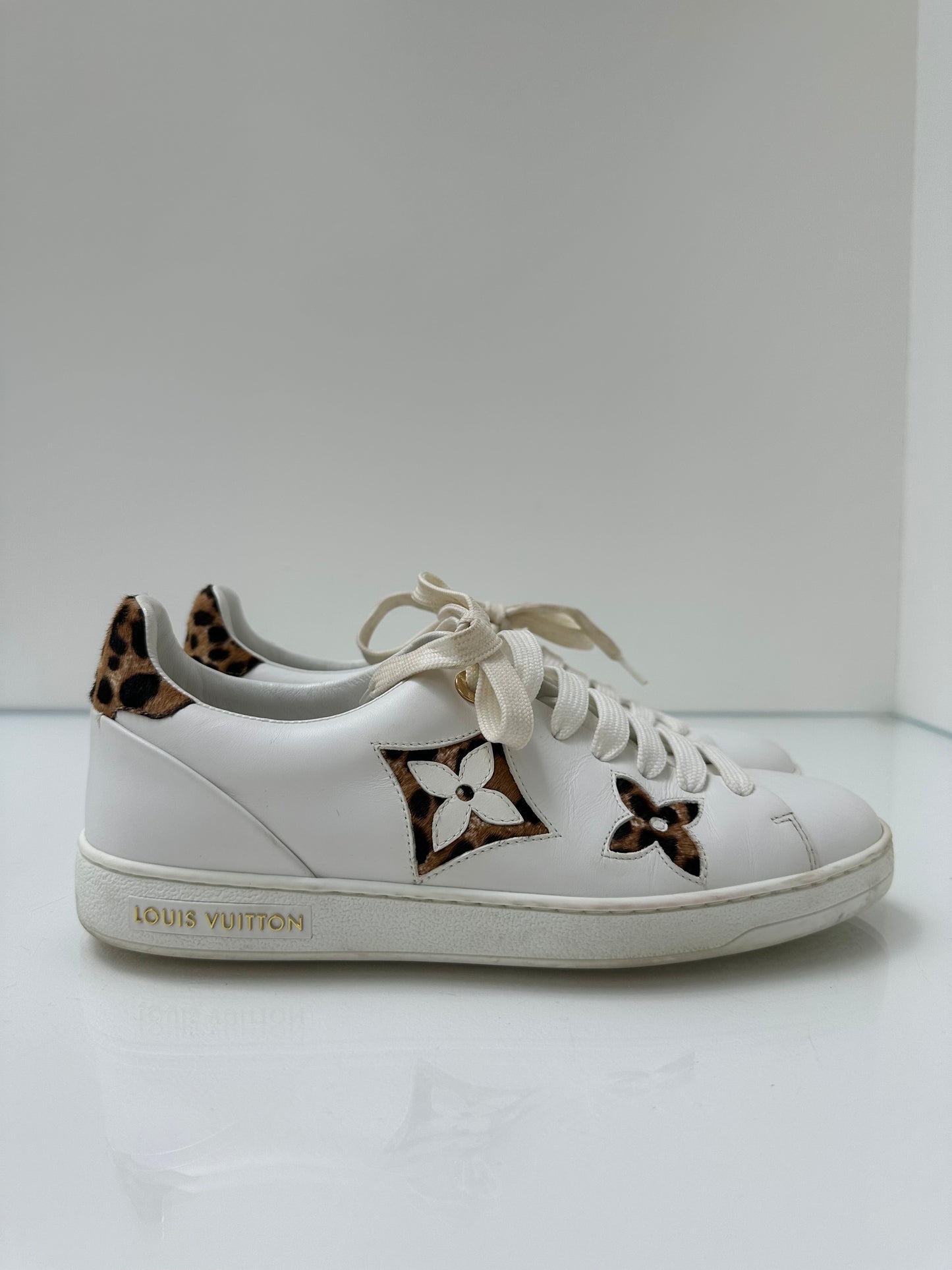 Louis Vuitton White & Cheetah Sneakers, 37