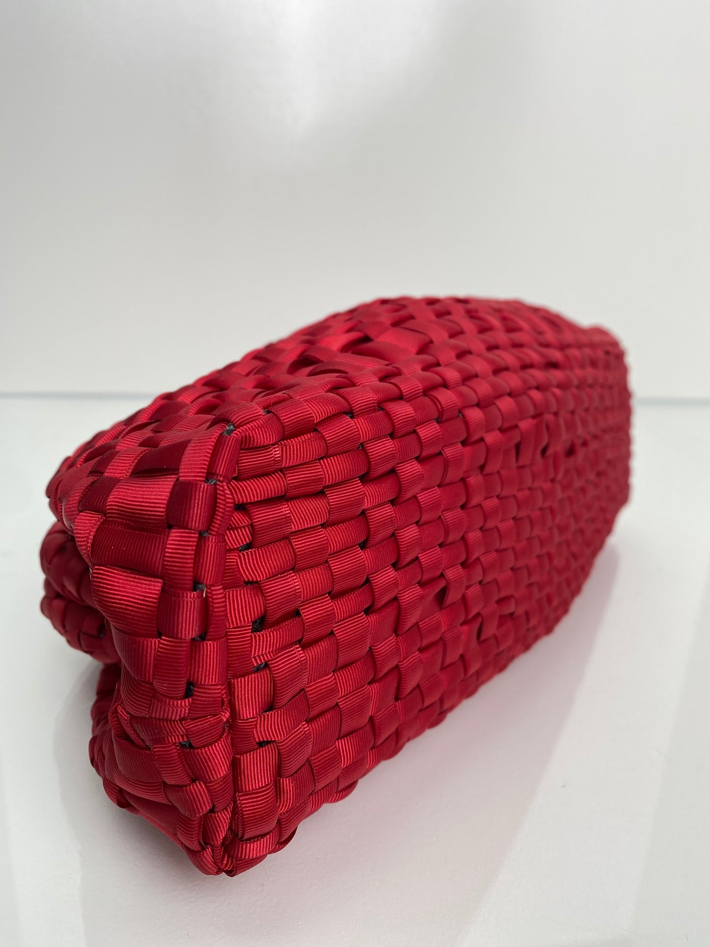 Maria La Rosa Red Woven Clutch