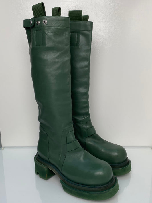 Rick Owens Green Bogun Biker Boots, 42