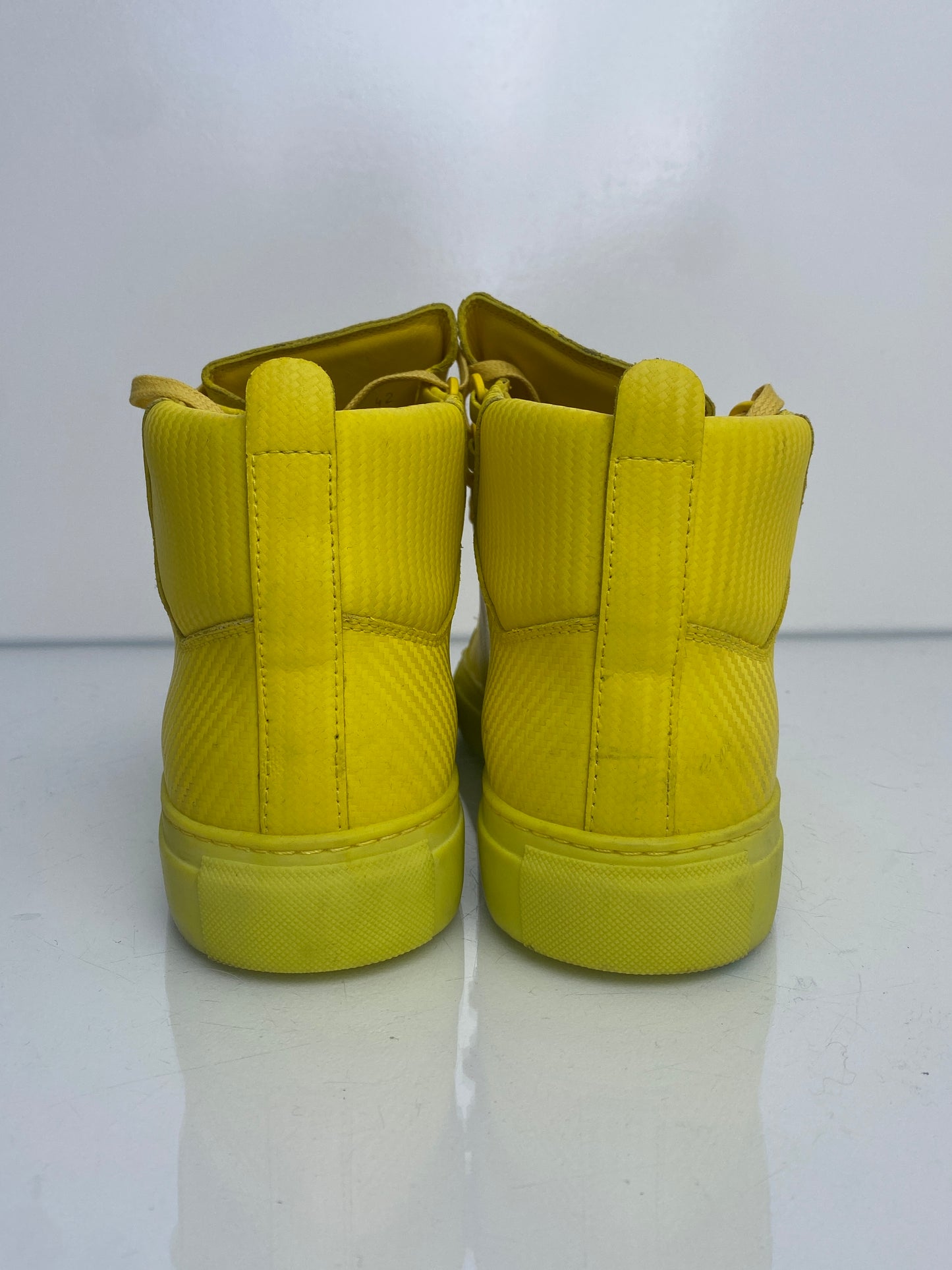 Balenciaga Yellow Arena Leather High-Top Sneakers, 42