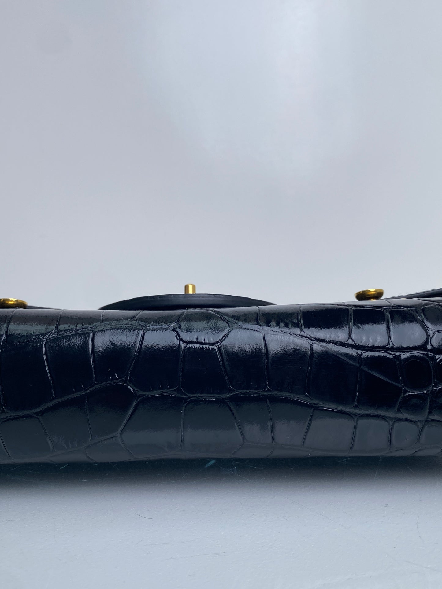 Balmain Black Croc Embossed B-Buzz 23 Clutch GHW