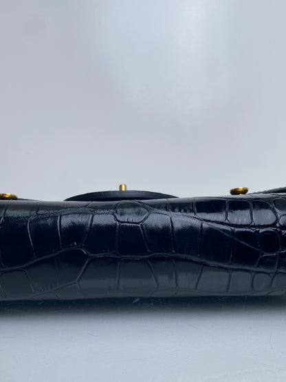 Balmain Black Croc Embossed B-Buzz 23 Clutch GHW