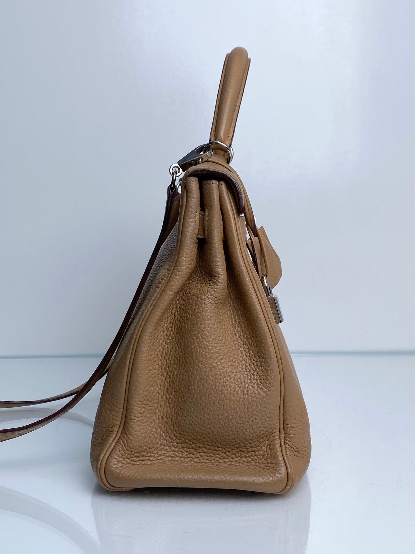 Hermes Kelly 32 Tabac Camel Clemence PHW #M