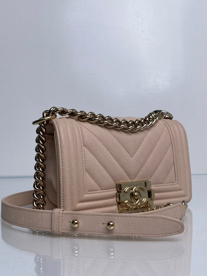 Chanel Small Boy Bag Light Pink Caviar Leather GHW