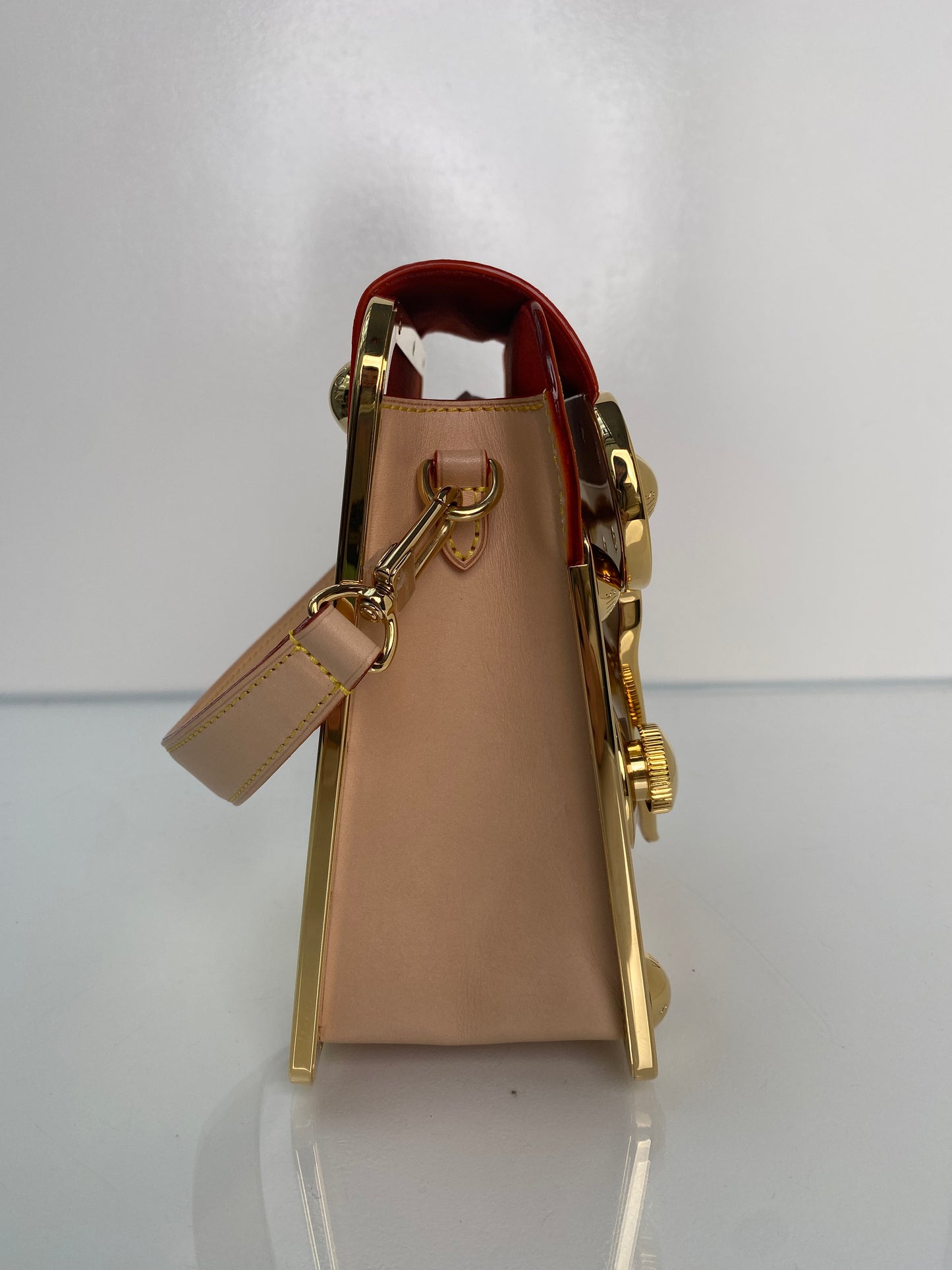 Louis Vuitton Gold Metal & Leather Fastener Bag