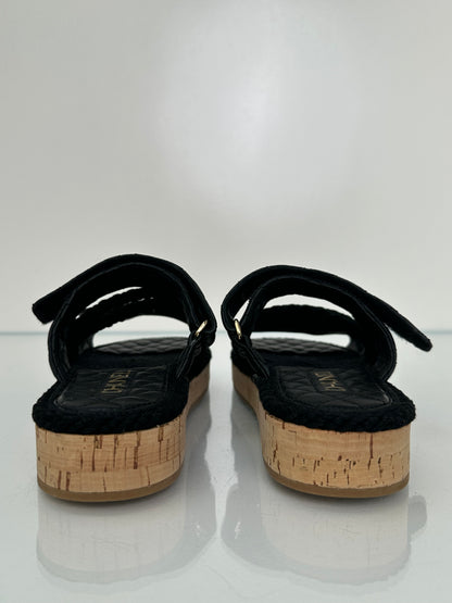 Chanel Black Quilted & Rope “Chanel” Logo Sandals, 39