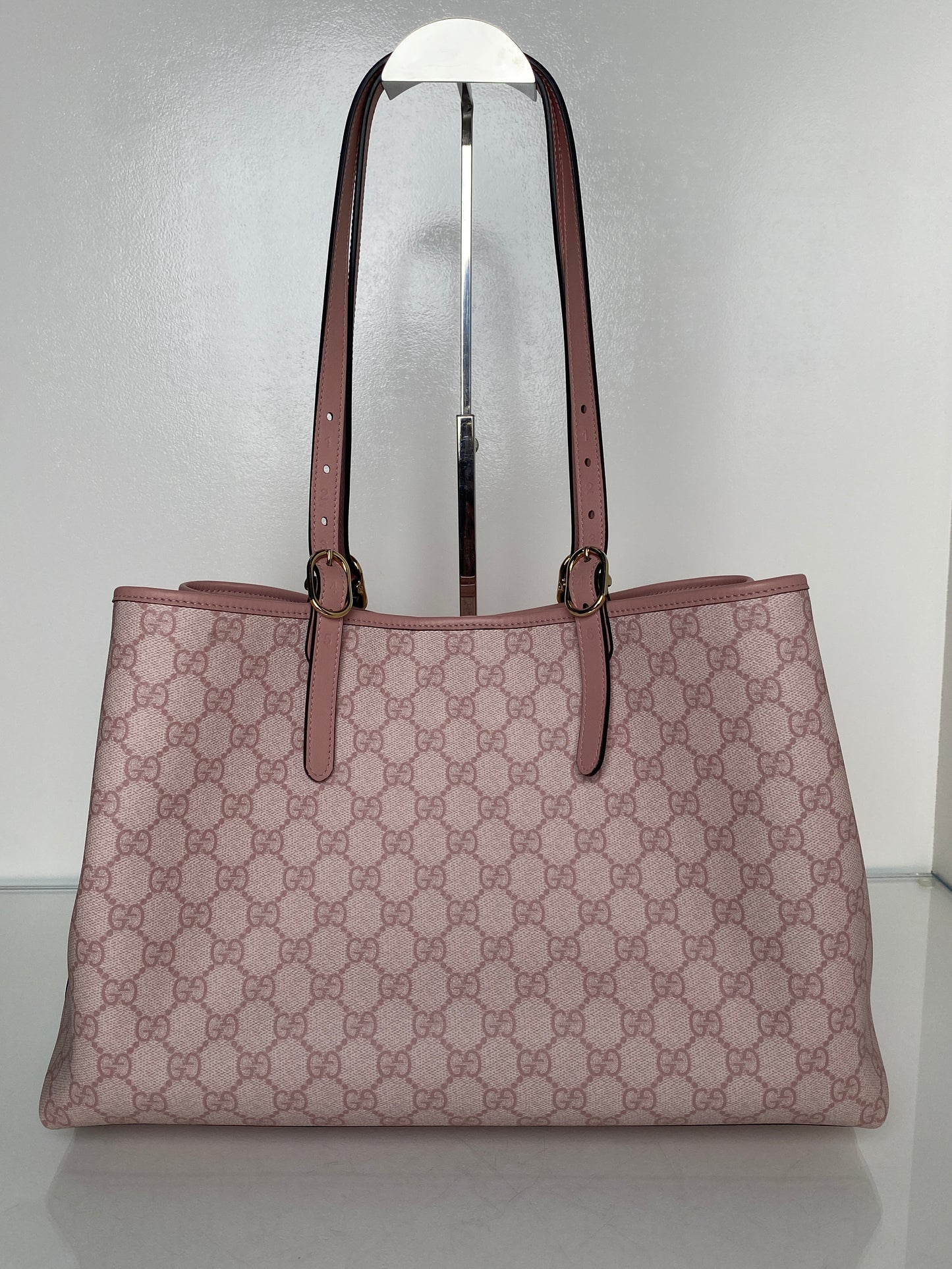 Gucci Pink GG Emblem Medium Tote Bag GHW