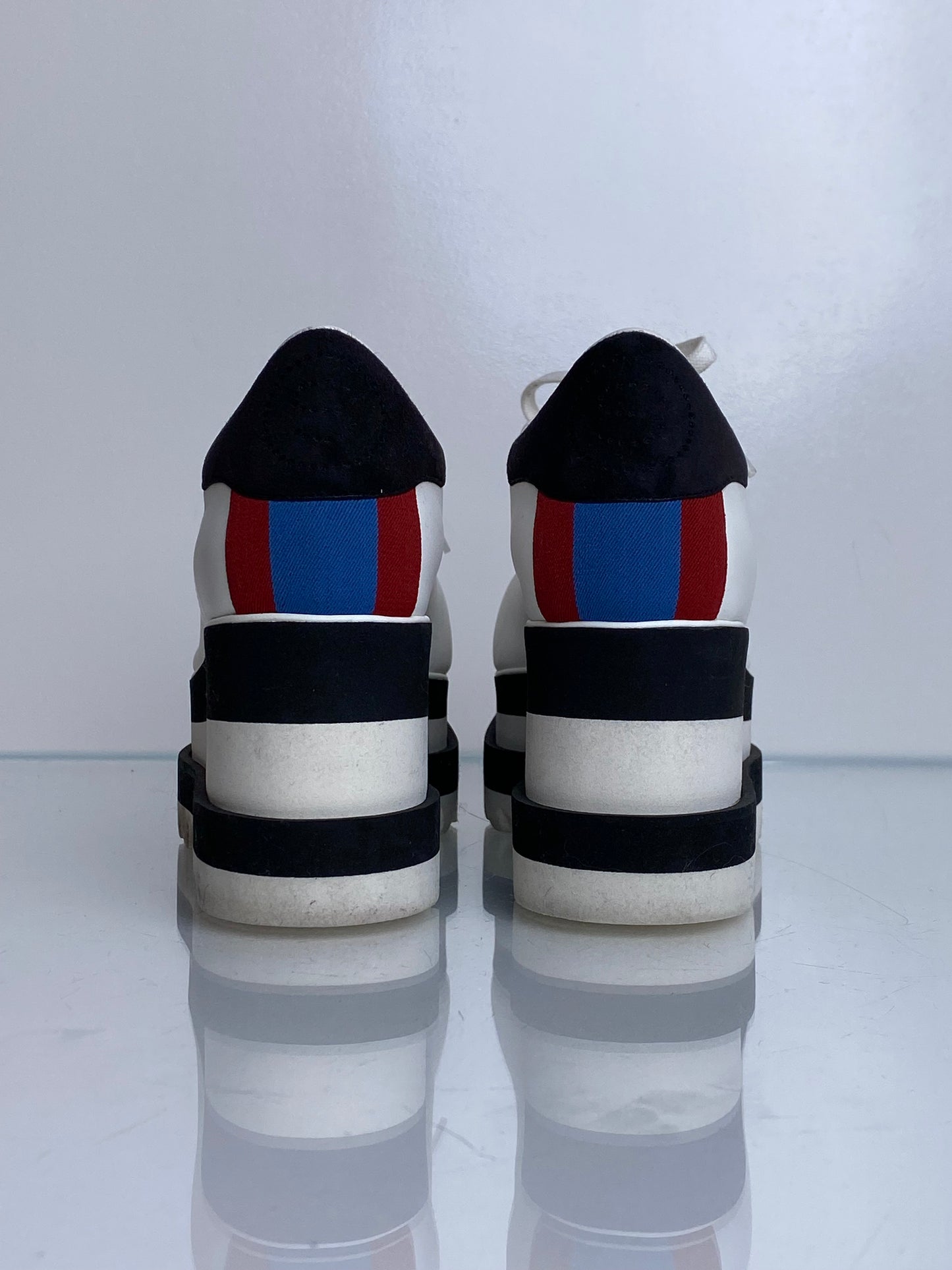 Stella McCartney White, Black, Red, & Blue Platform Sneakers, 38