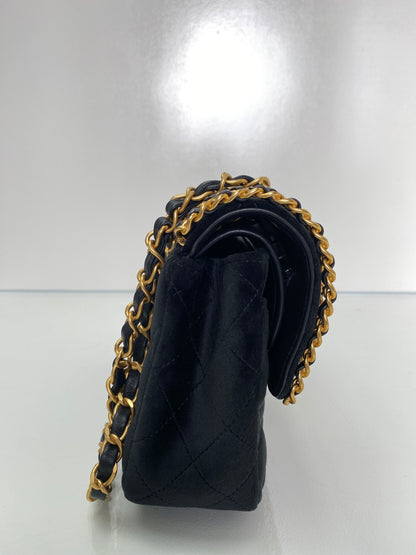 Chanel Black & Gold Velvet Double Flap Timeless Chained Bag GHW