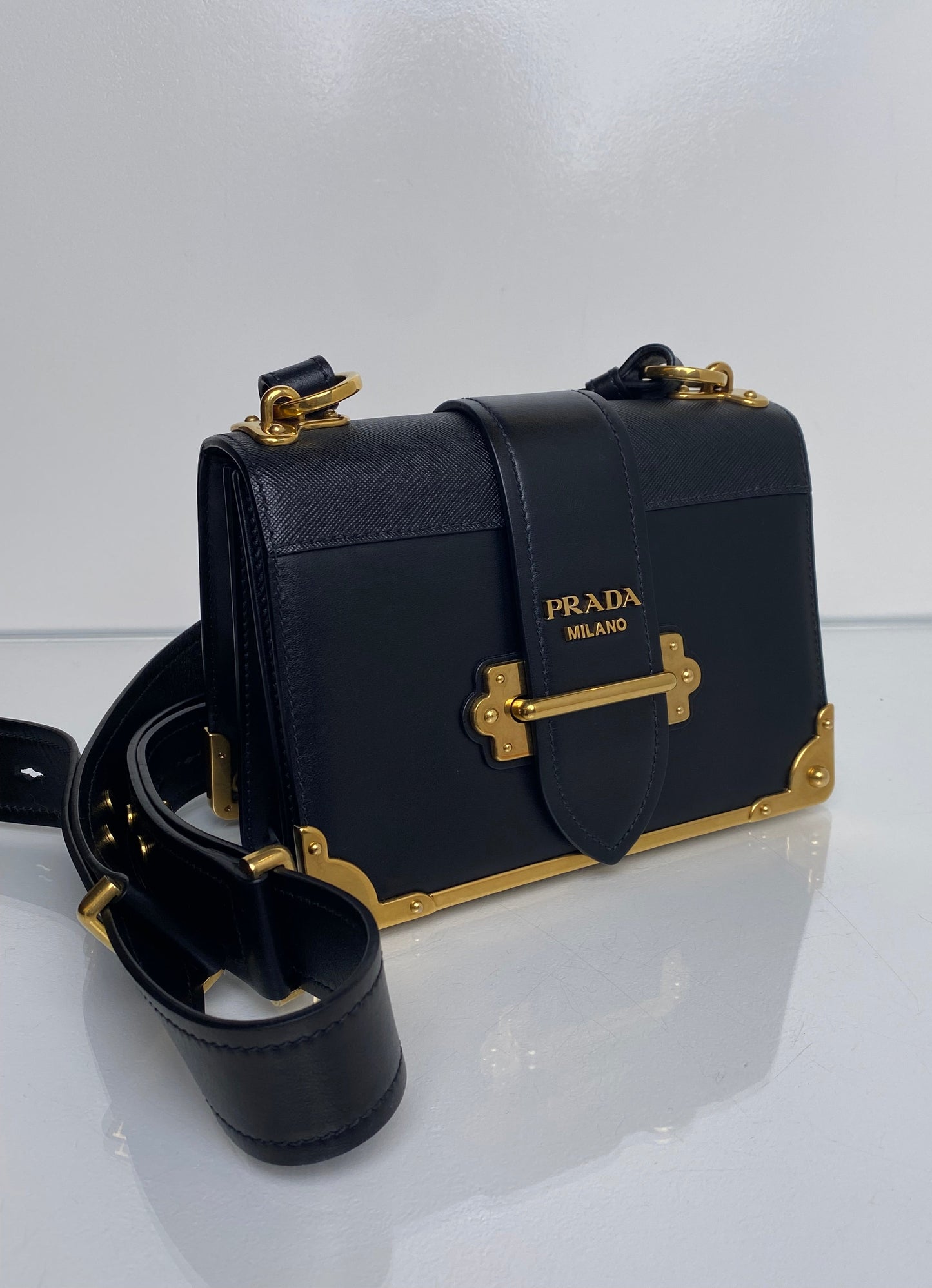 Prada Black Refined Elegance Crossbody Bag GHW