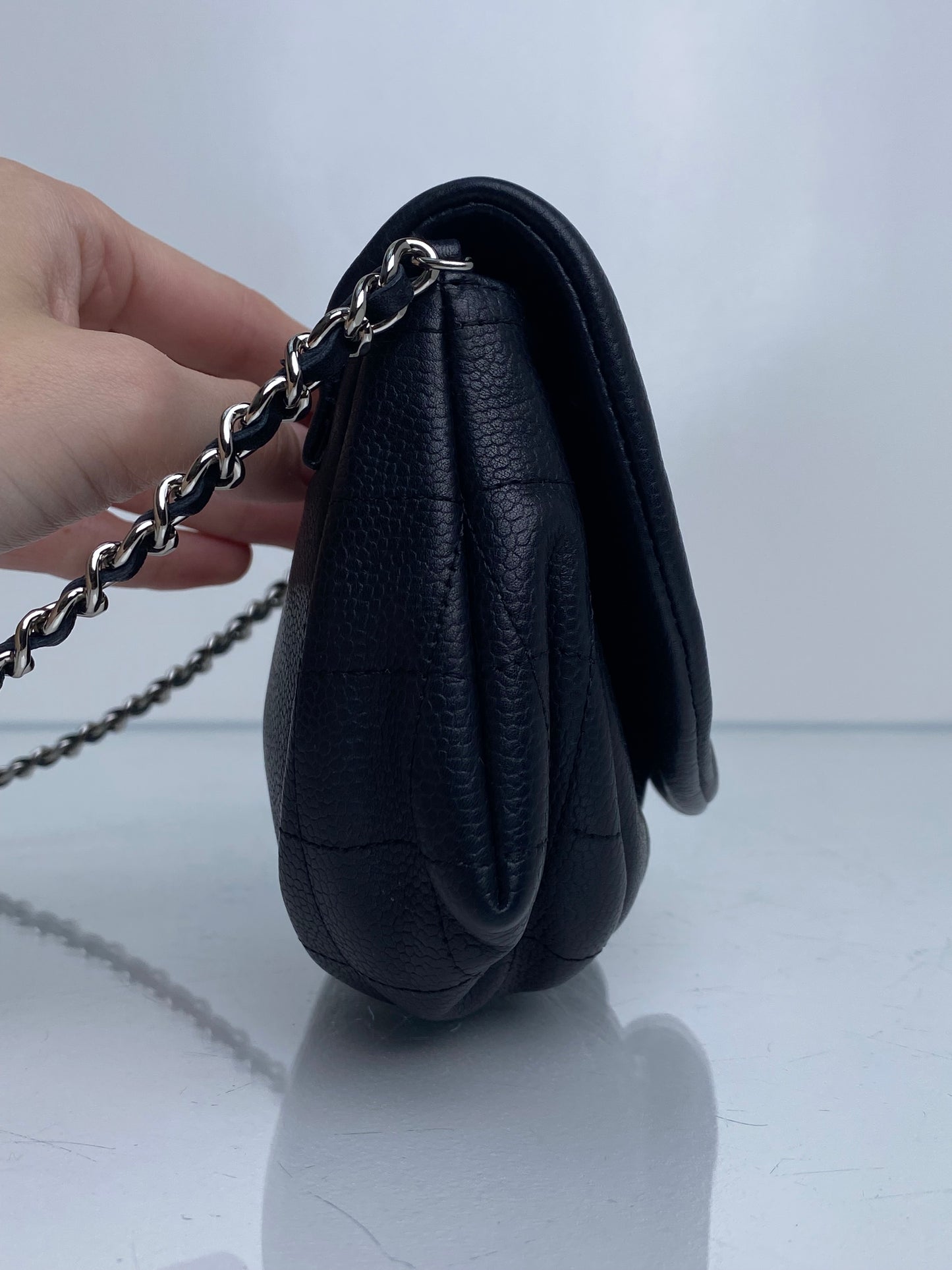 Chanel Black Caviar Halfmoon Wallet On Chain SHW