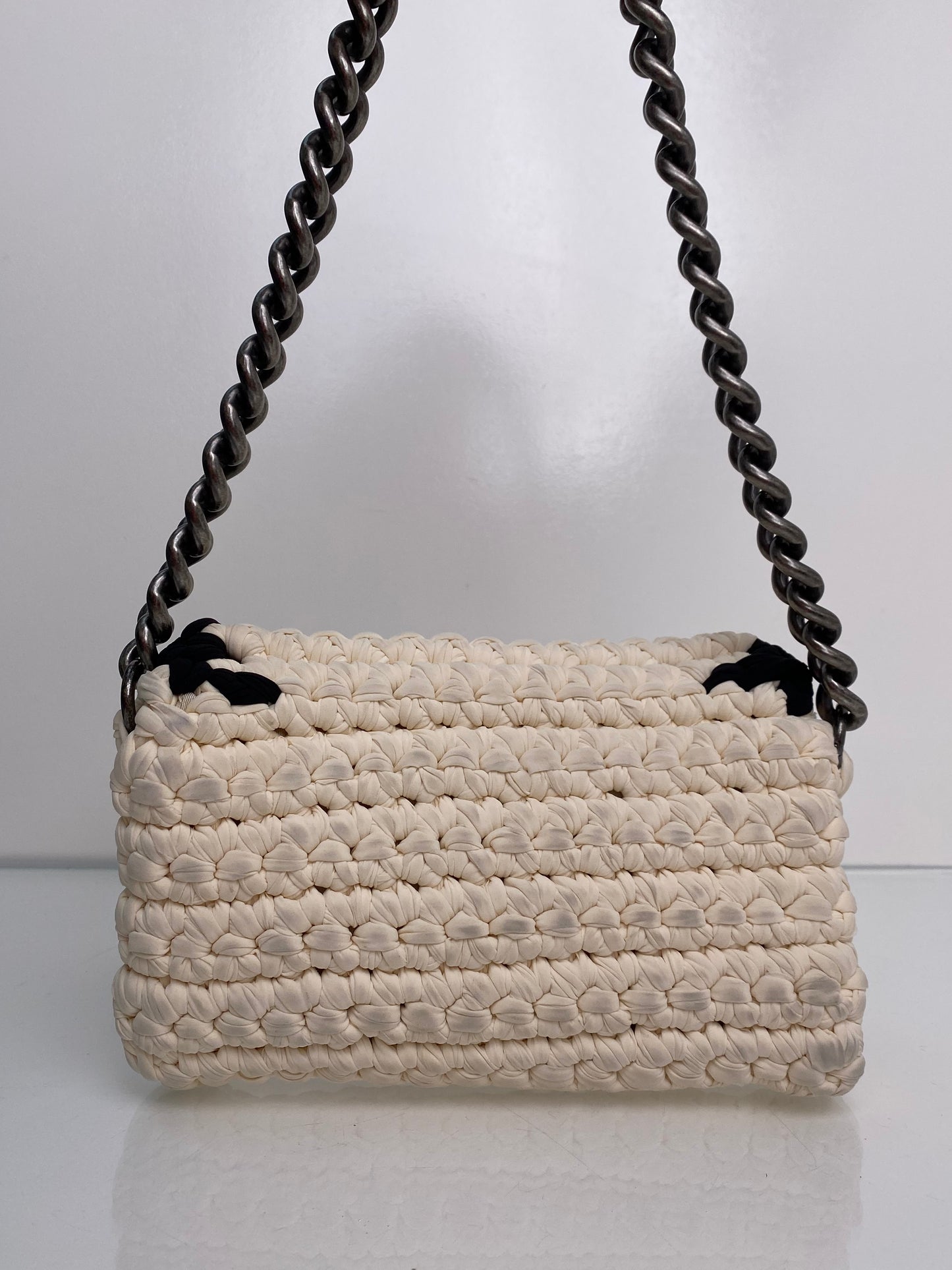 Chanel Fancy Crochet Black & White Bag RHW