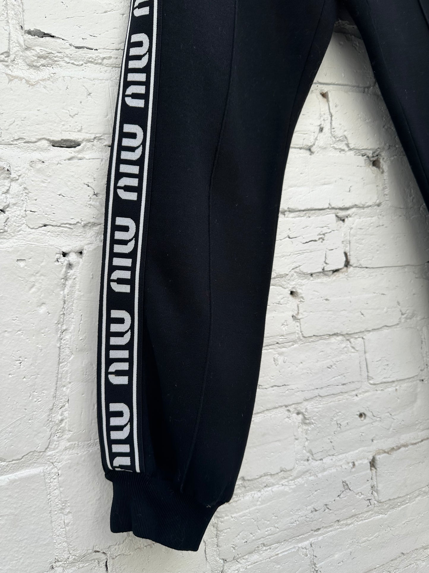 Miu Miu Black Sweatpants Red Trim