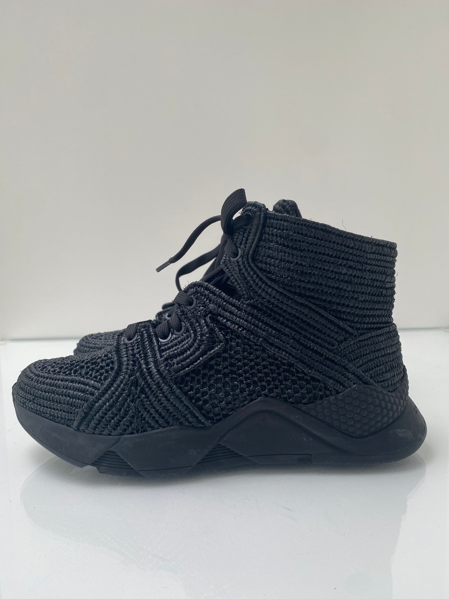 Clergerie Black Raffia Sneakers, 40