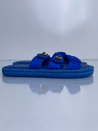Chanel Blue CC Ruched Sandals, 40