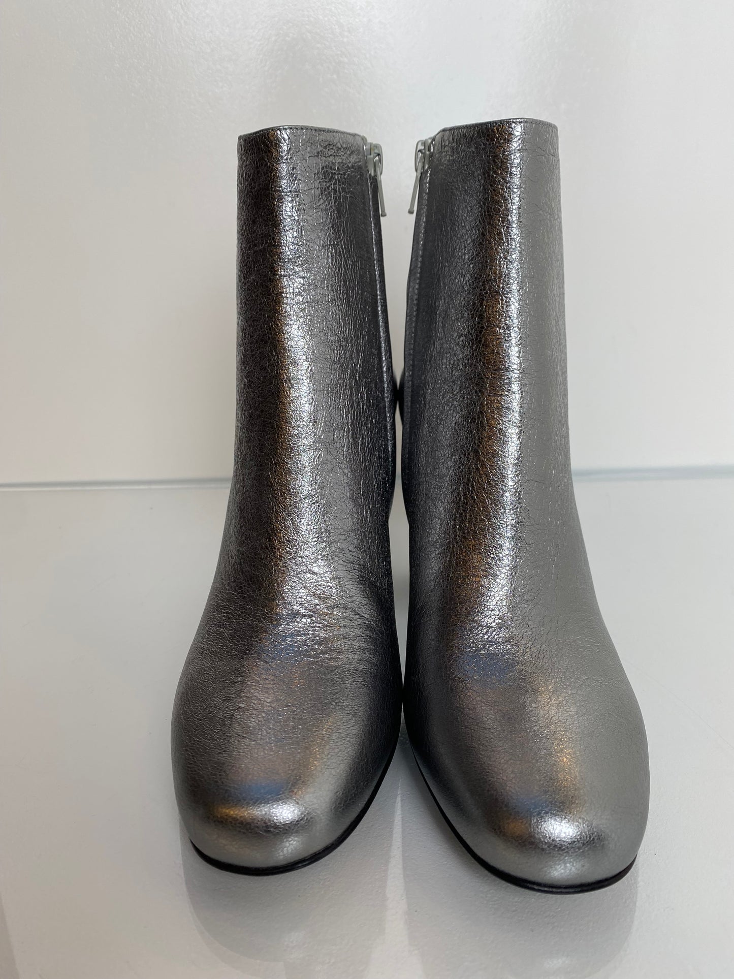 Saint Laurent Silver Metallic Booties, 39