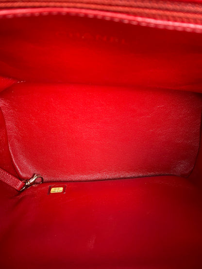 Chanel Business Affinity Red Caviar Quilted Backpack