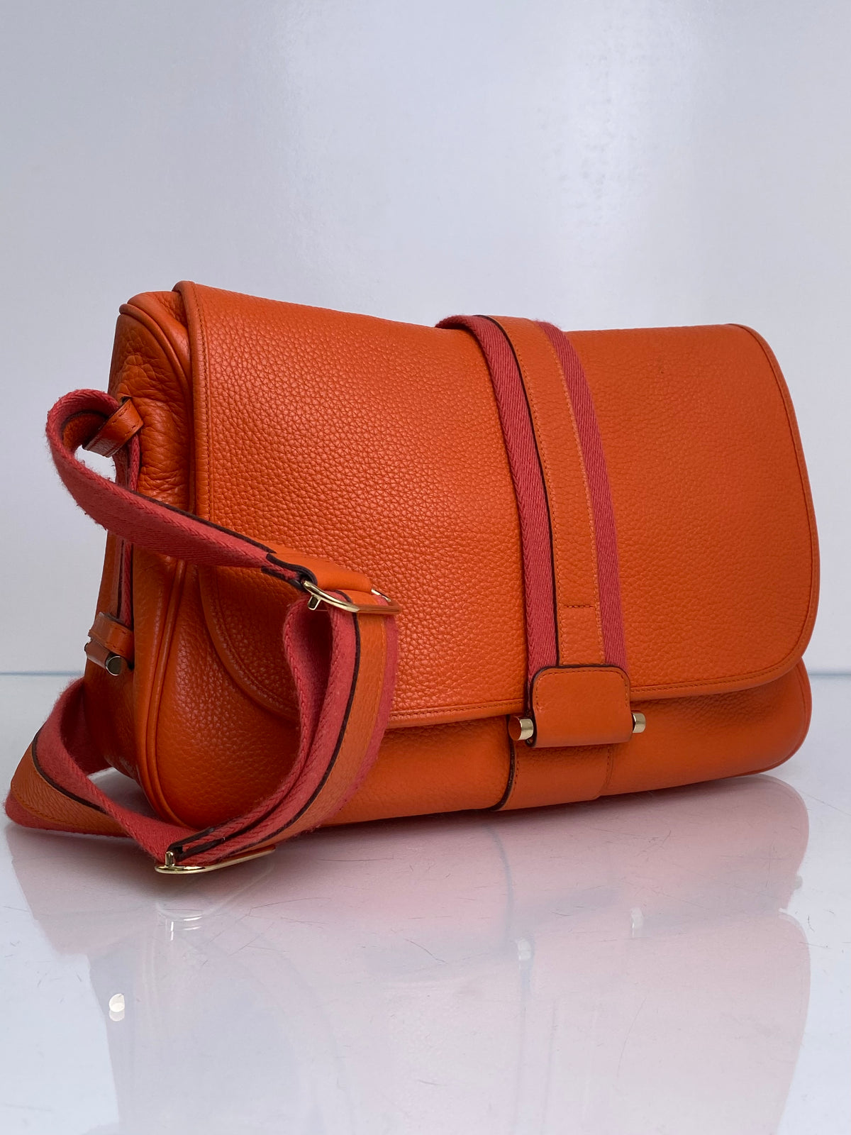 Hermes Orange Clemence Bourlingue Bag GHW