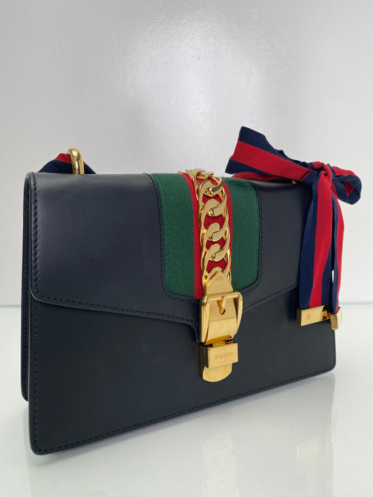 Gucci Black Webstripe Sylvie Bag GHW