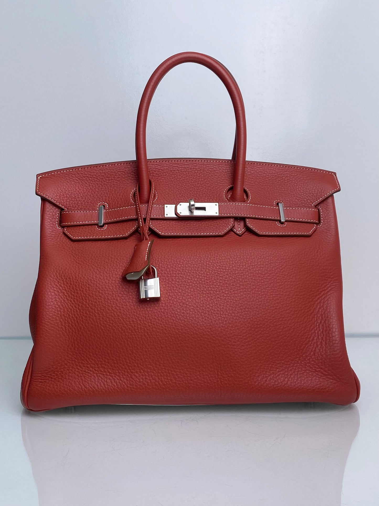 Hermes Birkin 35 Eclat Sanguine / White Clemence Clemence PHW #O