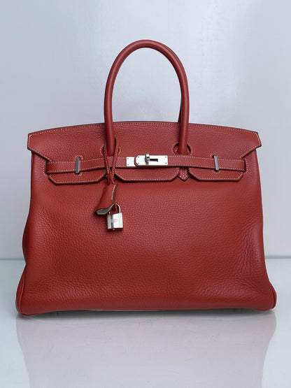 Hermes Birkin 35 Eclat Sanguine / White Clemence Clemence PHW #O