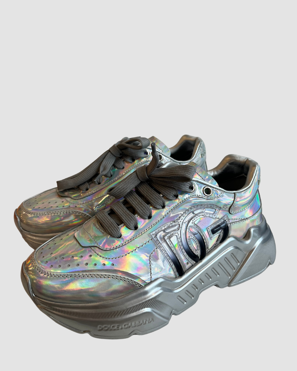 Dolce and Gabbana Holographic Leather Sneakers