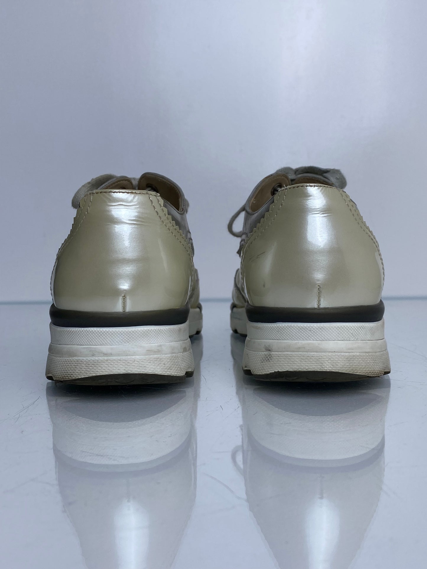 Chanel Pearl Patent Oxford Style CC Sneakers, 9
