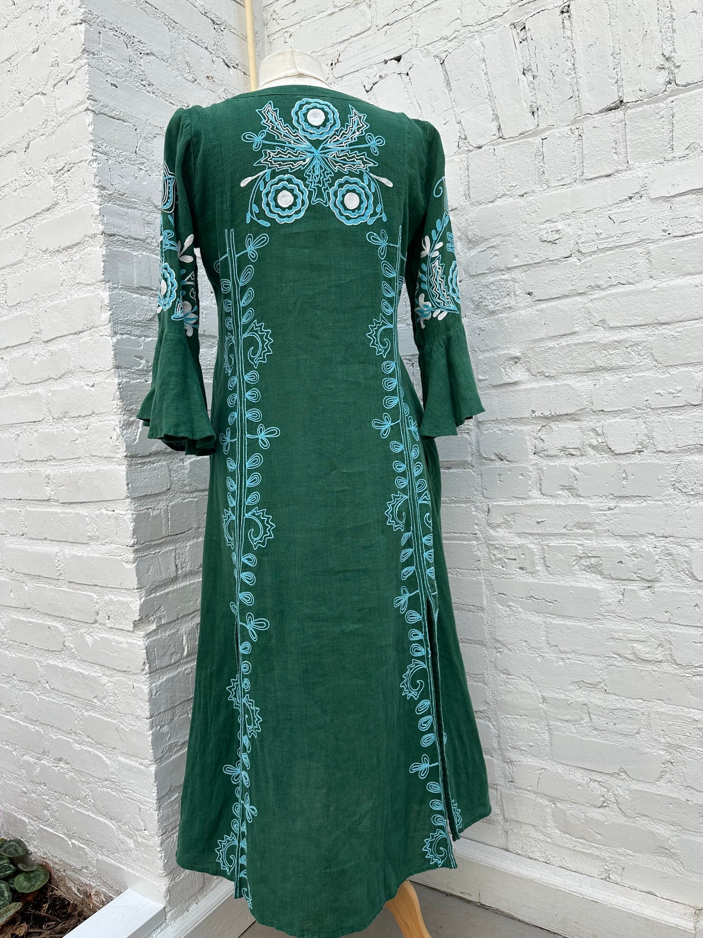 March II Green & Blue Embroidered Dress
