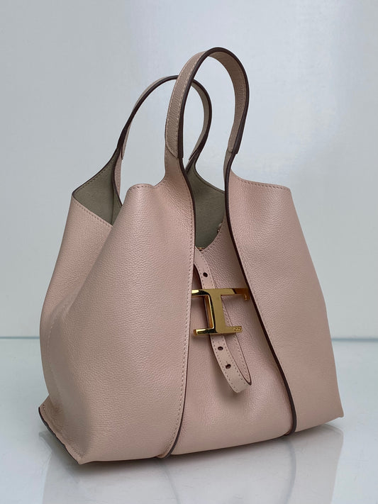 Tod's Light Pink Calfskin Top Handle Bag w/ Pouch GHW