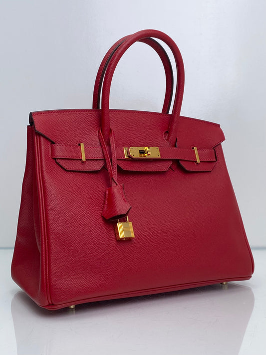 Hermes Birkin 30 Rouge Casaque Epsom GHW #A