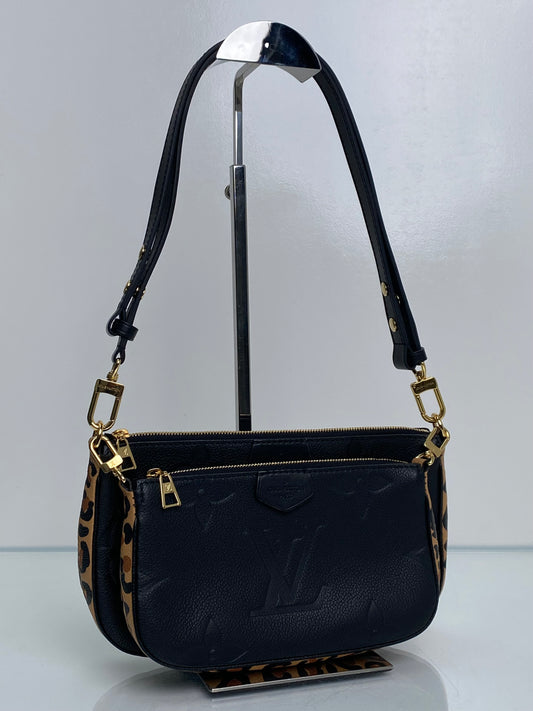 Louis Vuitton Black & Cheetah Giant Monogram Empreinte Multipochette Bag GHW