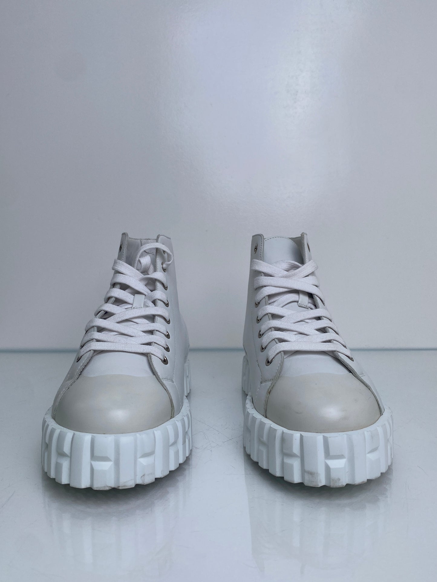 Hermes White Climb High Top Sneakers, 41
