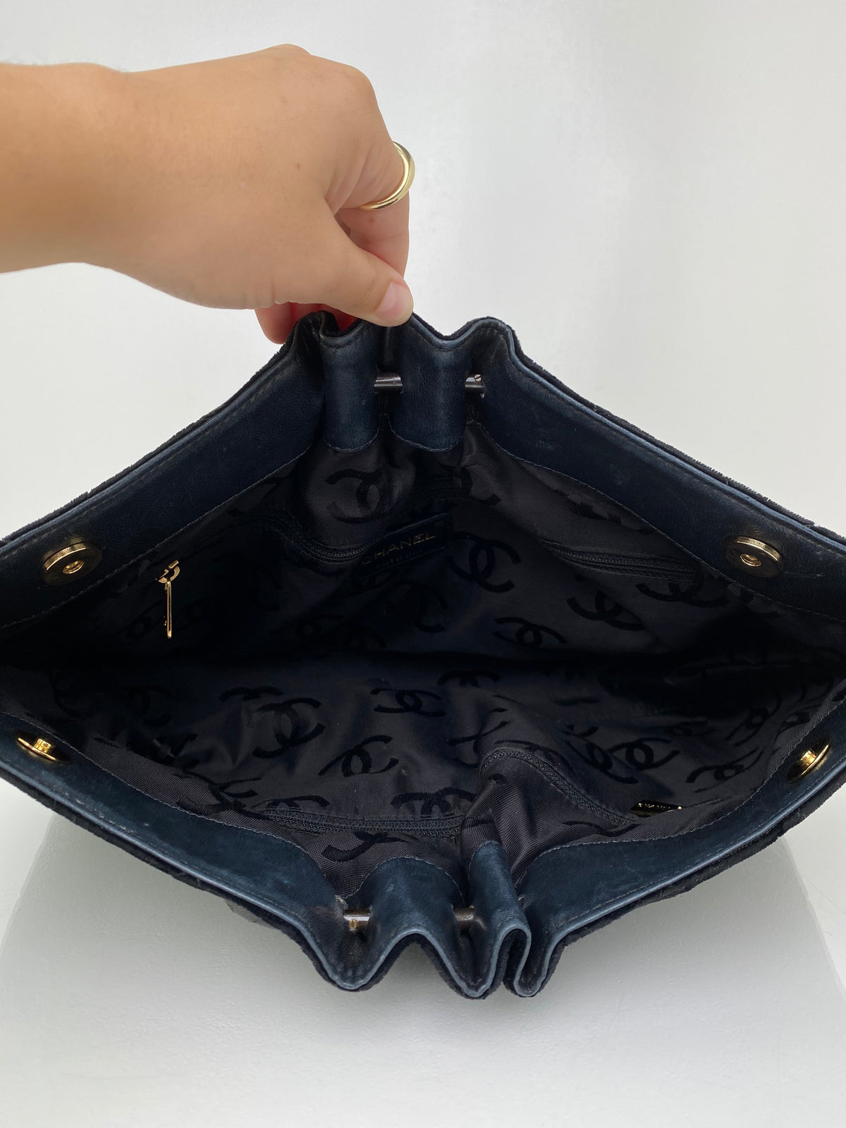 Chanel Vintage Black Velvet Tote Bag GHW