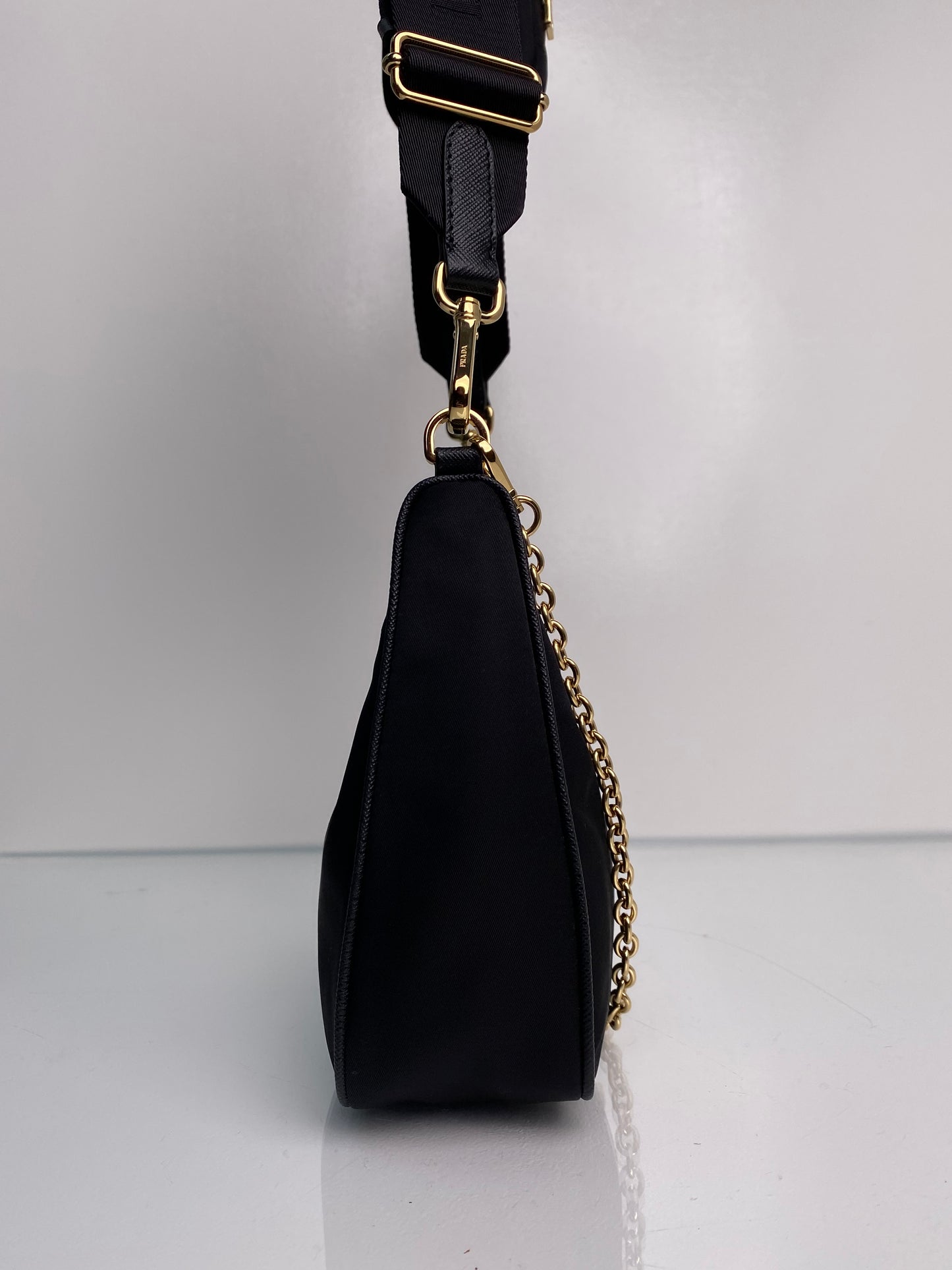 Prada Nylon Re-Edition Black Crossbody Bag GHW