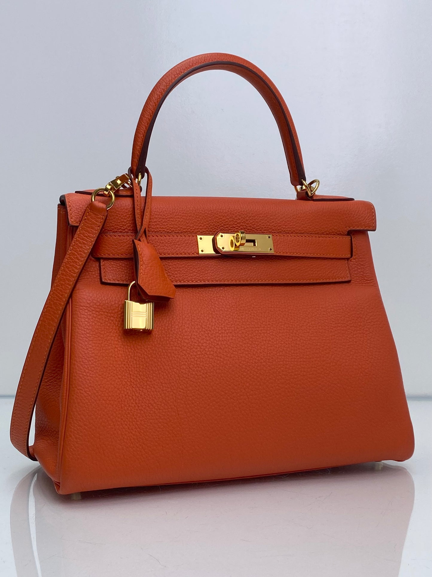 Hermes Kelly 28 Orange Togo GHW #T