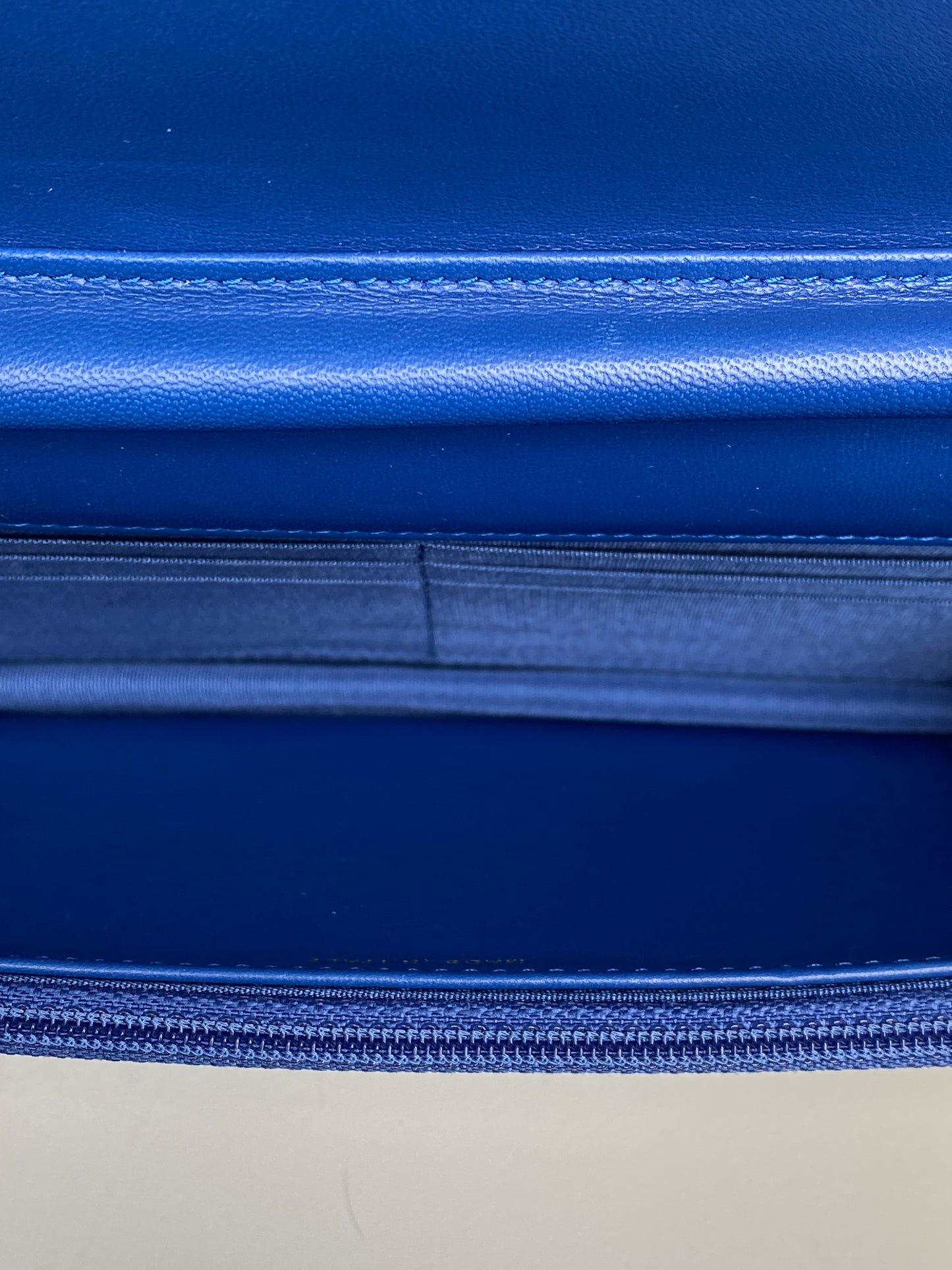 Chanel Boy Wallet on Chain Electric Blue Lambskin GHW