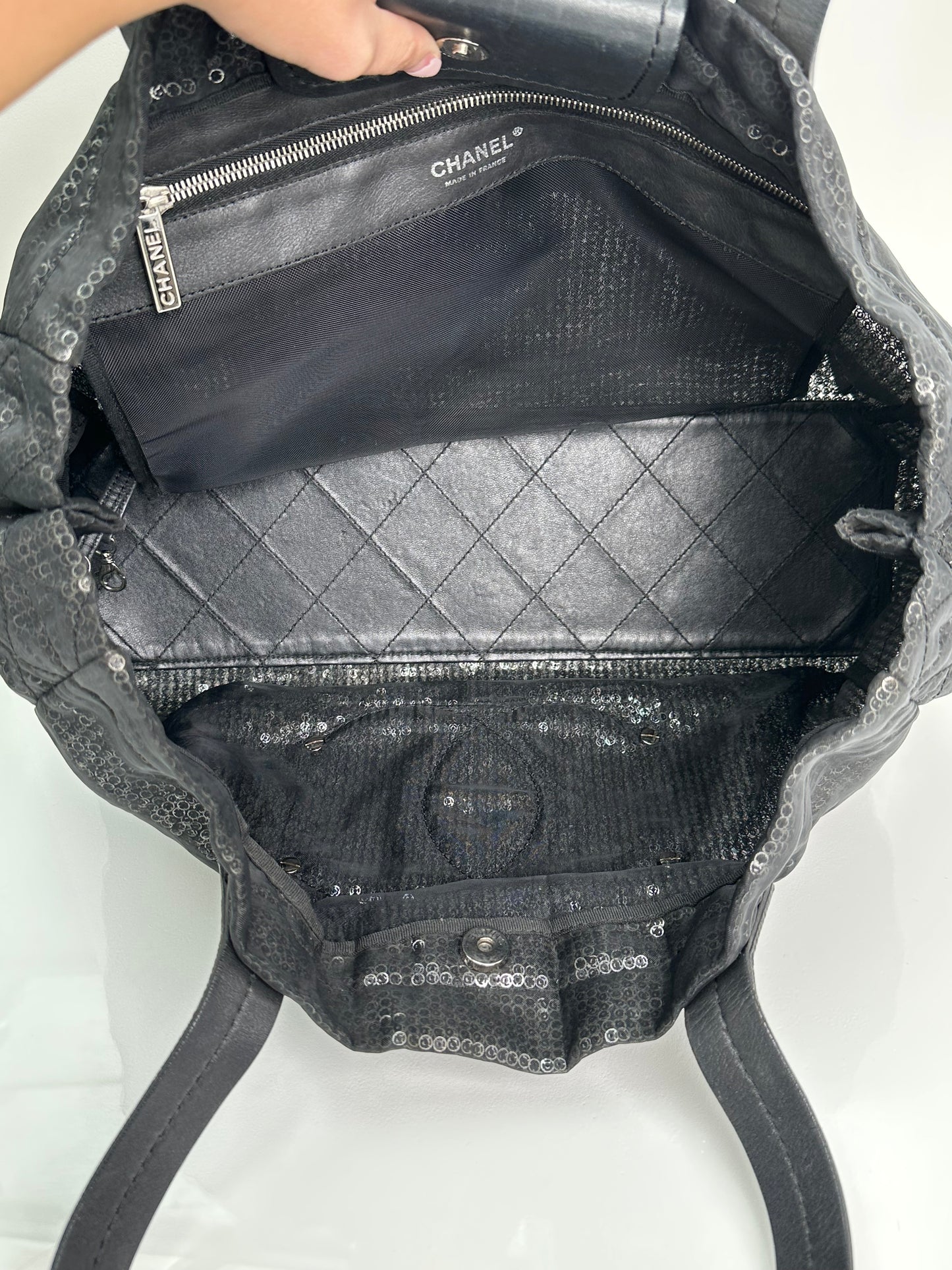 Chanel Black Hidden Sequins Tote Bag SHW
