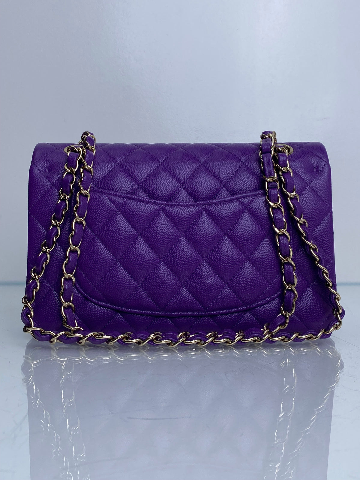 Chanel Purple Caviar Small Double Flap Bag GHW