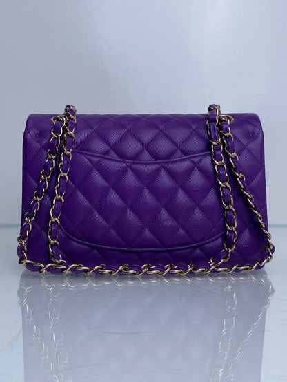 Chanel Purple Caviar Small Double Flap Bag GHW