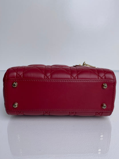 Dior Burgundy Mini Lady Dior Bag GHW