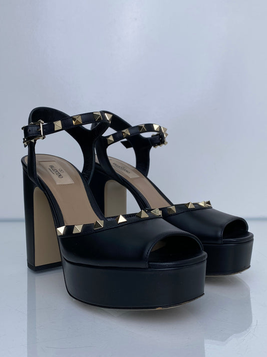 Valentino Black Rockstud Heels, 38.5
