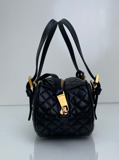 Versace Black Tag Bowling Crossbody Bag GHW