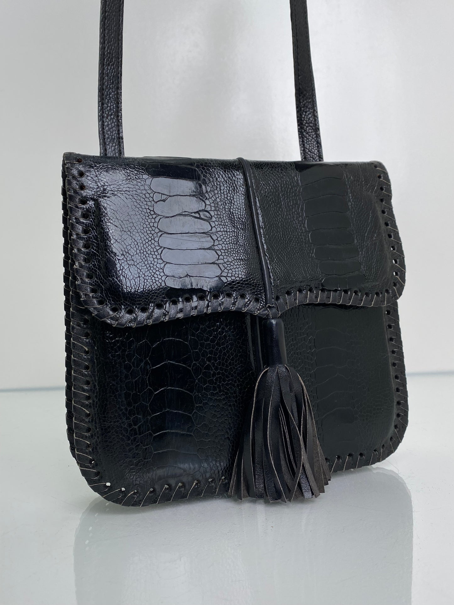 Saint Laurent Vintage Exotic Tassel Crossbody Bag, As is