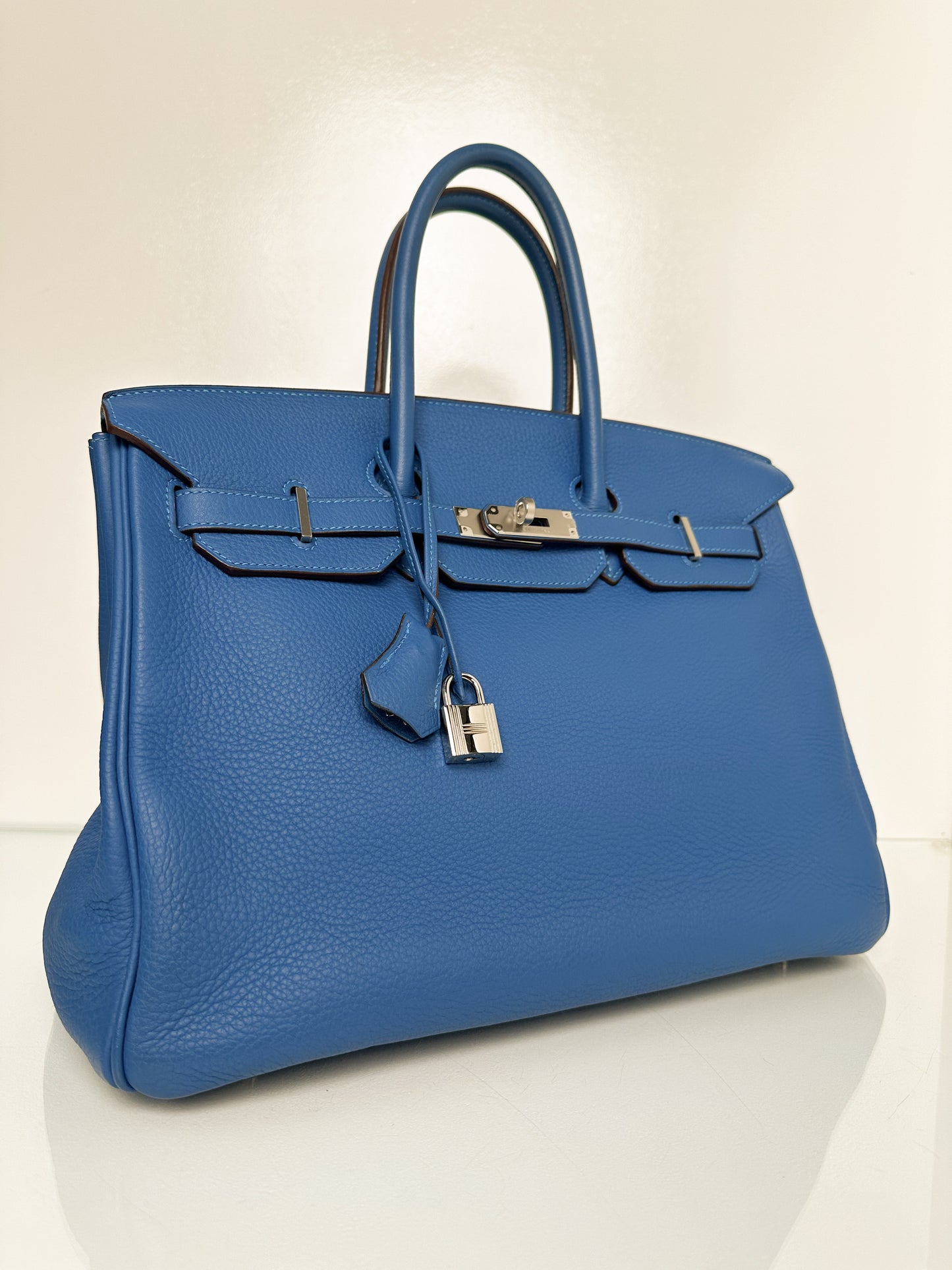 Hermes Birkin 35 Mykonos Clemence PHW #O